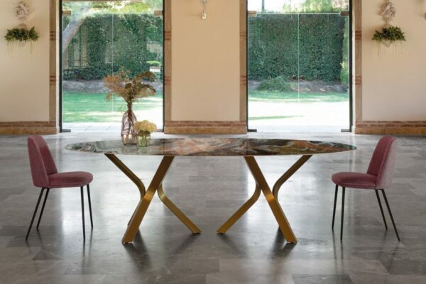 table-ovale-originale-ceramique-metal